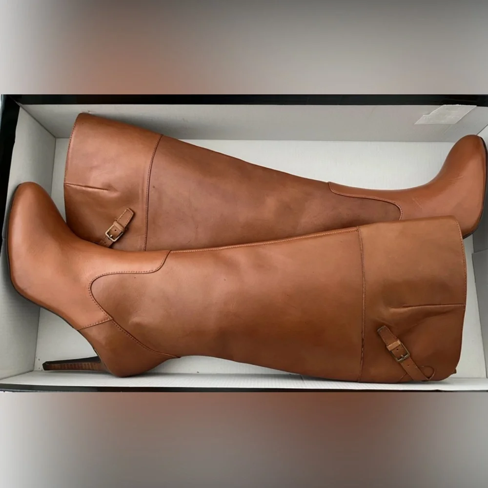 LAUREN Ralph Lauren Brown Leather Knee-High Boots - Picture 4 of 11
